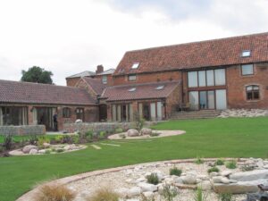 garden design, garden features and turfing creating a welcoming family garden space